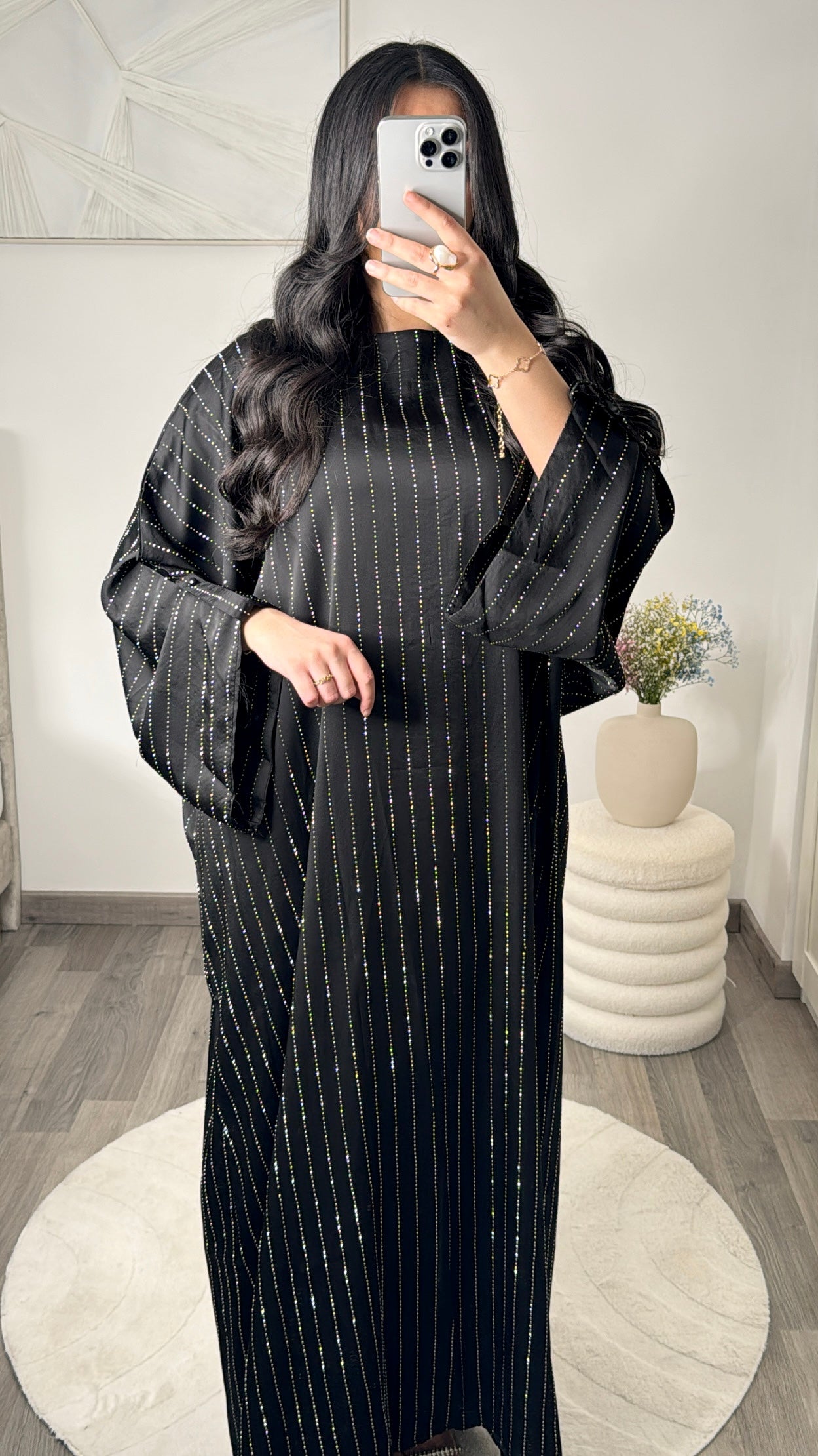 Abaya Strass - noir
