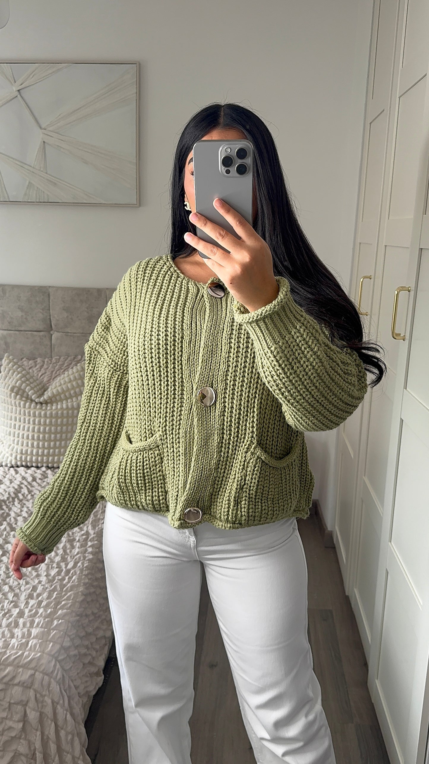 Cardigan shana - vert olive