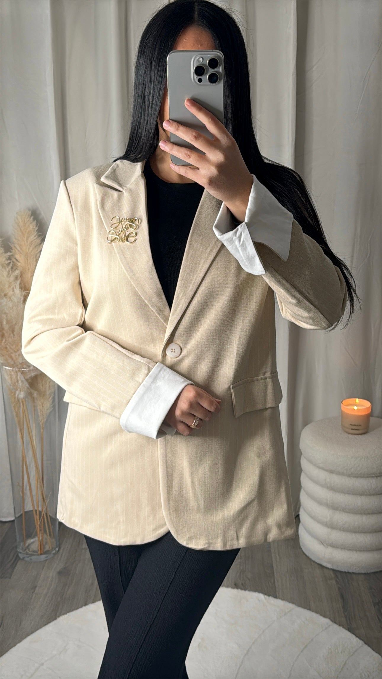 Blazer rayé - Beige