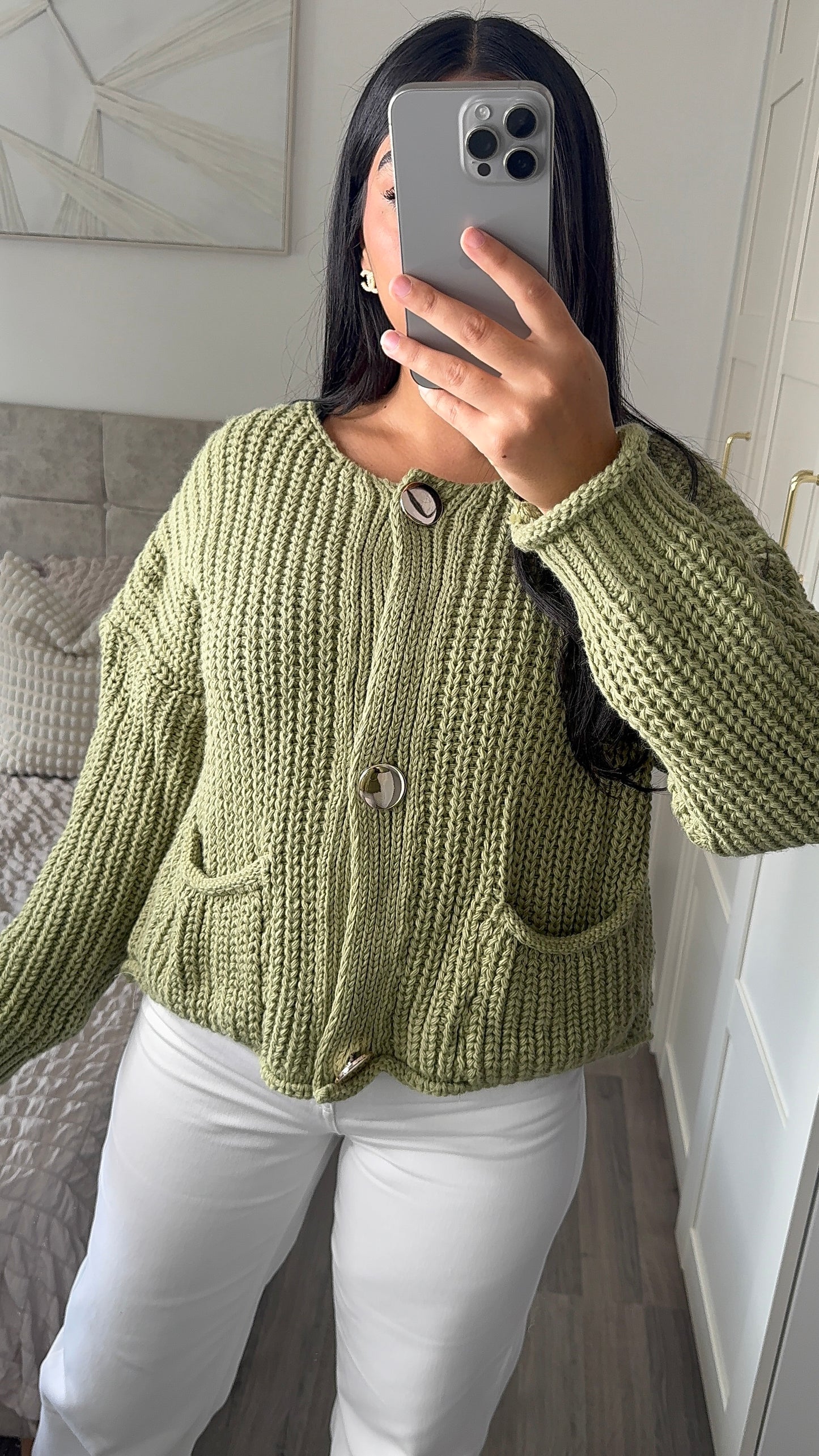 Cardigan shana - vert olive