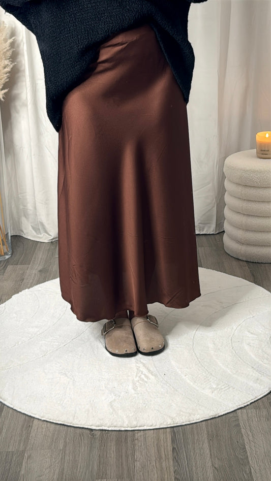 Jupe en satin - Marron