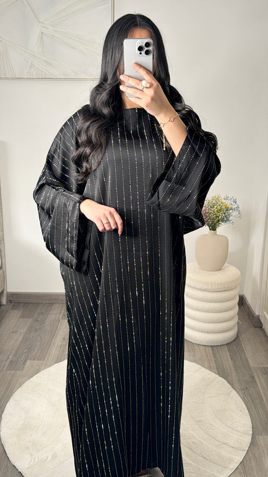 Abaya Strass - noir