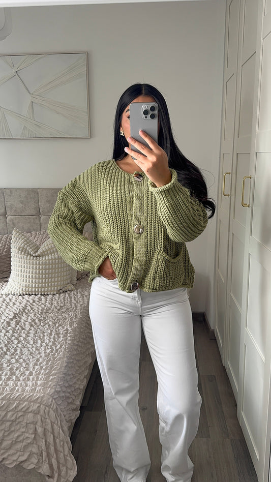 Cardigan shana - vert olive
