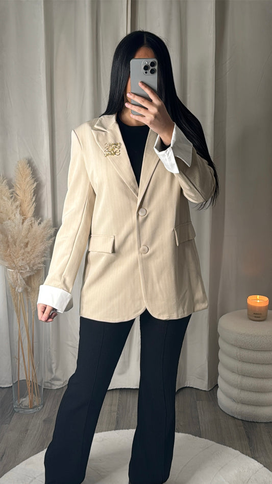 Blazer rayé - Beige